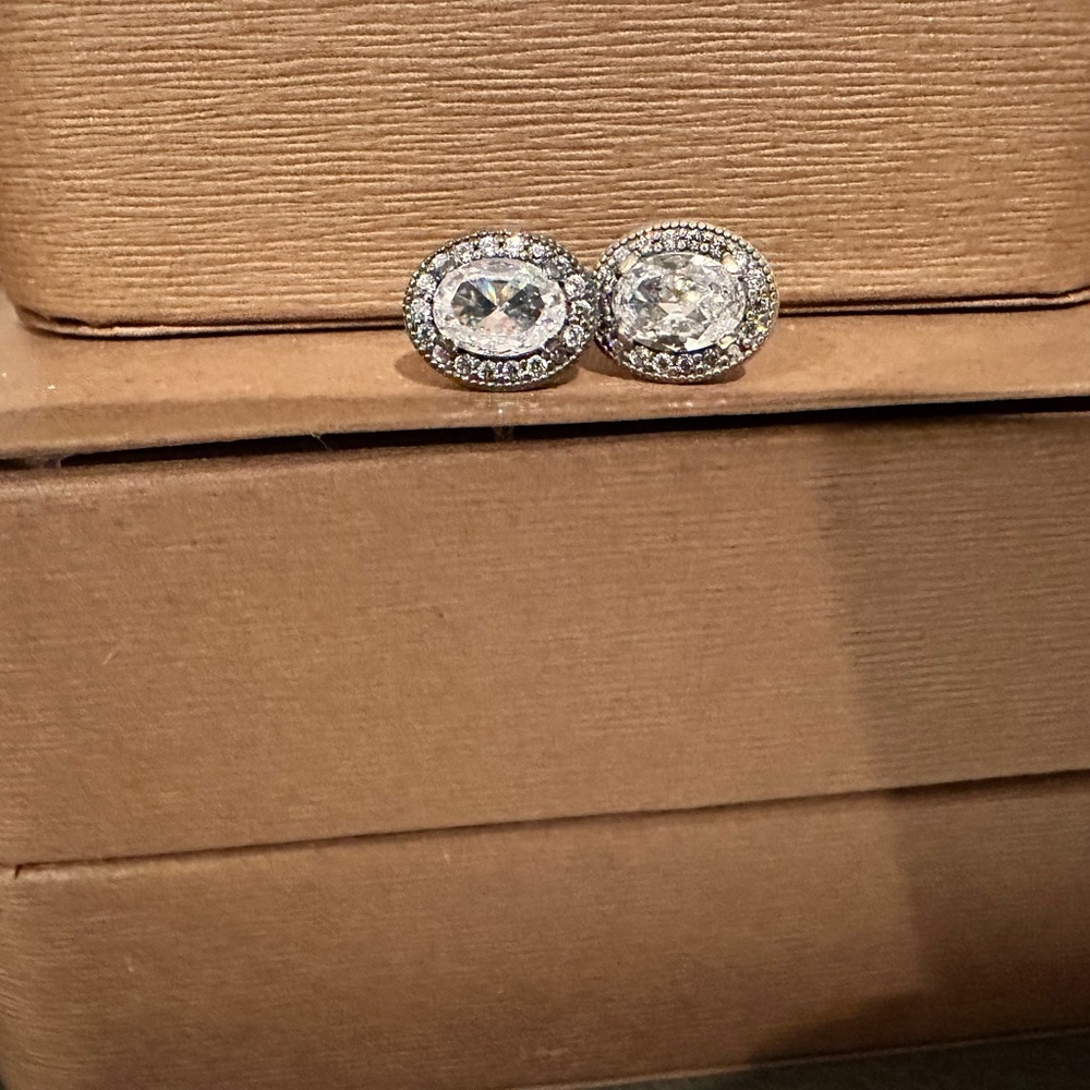 Pandora Sparkling Silver Oval Earrings